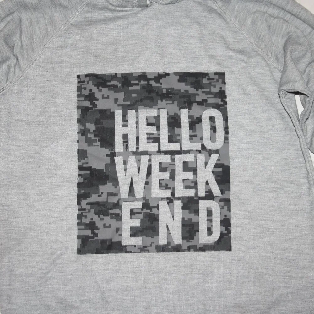 🌞 “Hello Weekend” Hoodie – Boys L (10/12)